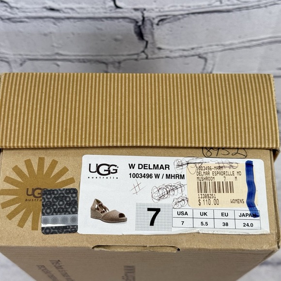 UGG Australia Delmar Espadrille Women's Wedge Lace Up Sandals Size 7 Mushroom - Picture 11 of 13